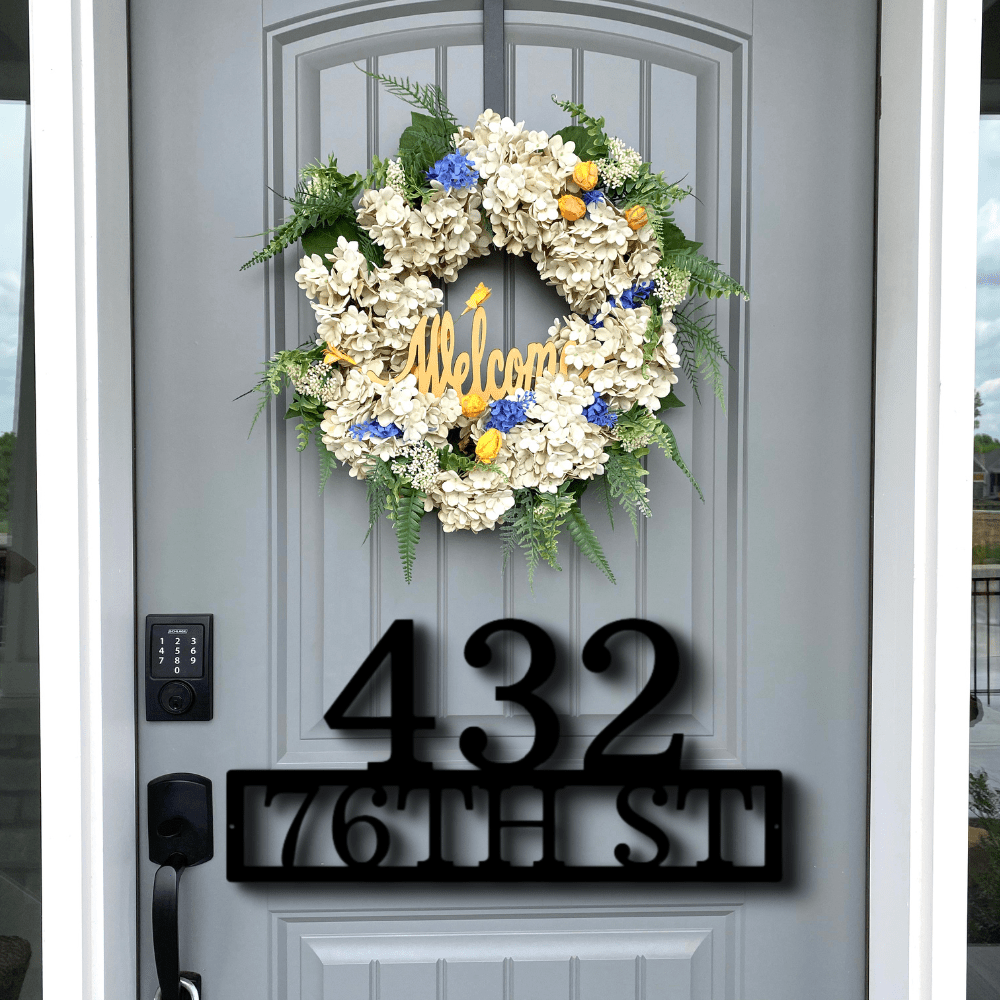 Custom Address Metal Sign, Personalized Address Monogram, Front Door Sign, Front Porch Hanging, Home Address Sign. - Family Gear Collections