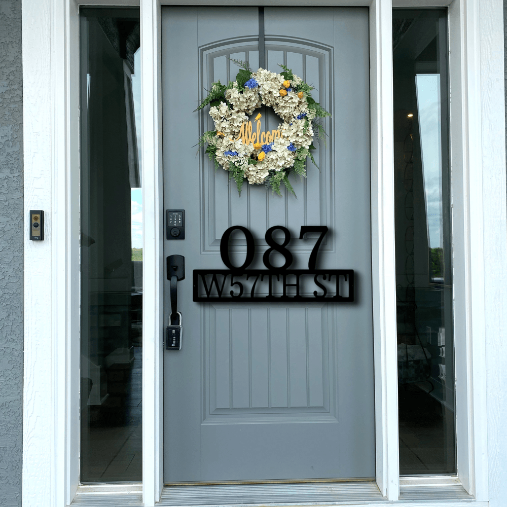 Custom Address Metal Sign, Personalized Address Monogram, Front Door Sign, Front Porch Hanging, Home Address Sign. - Family Gear Collections