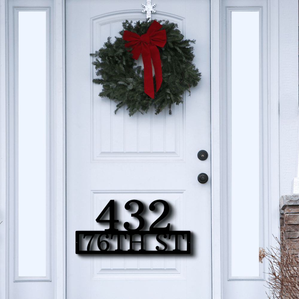 Custom Address Metal Sign, Personalized Address Monogram, Front Door Sign, Front Porch Hanging, Home Address Sign. - Family Gear Collections