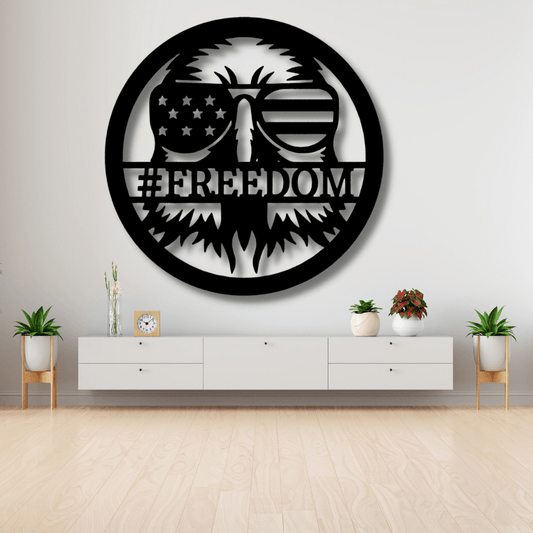 Custom American Eagle Metal Sign, Personalized Patriotic American Living Room Decor, Housewarming Gift For Veteran Dad, Birthday Gift For Best Father, Cabin Wall Hanging, Indoor Outdoor Wall Decor - Family Gear Collections