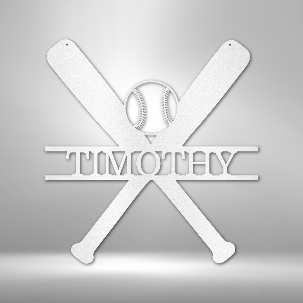 Custom Batter Up Baseball Bat Metal Sign, Personalized Name Baseball Bat And Ball Monogram, Birthday Gift For A Baseball Player, Sports Lover Gift. - Family Gear Collections