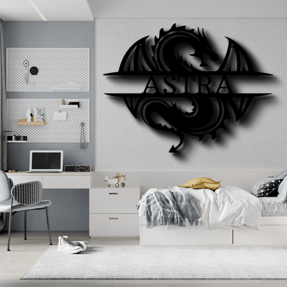 Custom Celtic Dragon Metal Art Sign, Personalized Celtic Dragon Name Wall Art Decor, Living Room Wall Hanging, Personalized Name Birthday Gift. - Family Gear Collections