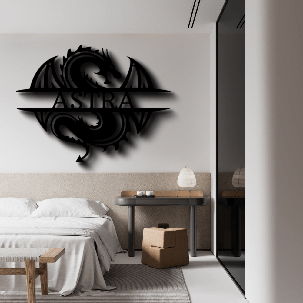 Custom Celtic Dragon Metal Art Sign, Personalized Celtic Dragon Name Wall Art Decor, Living Room Wall Hanging, Personalized Name Birthday Gift. - Family Gear Collections