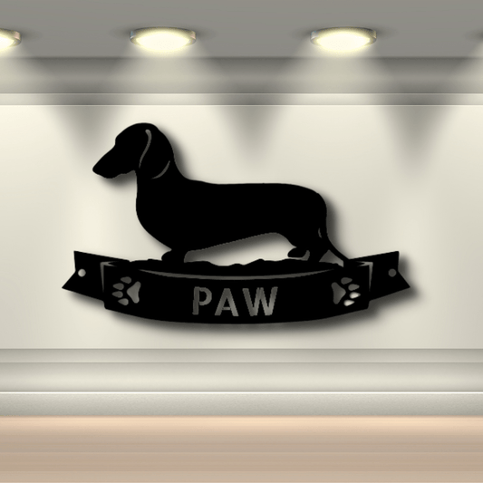 Custom Dachshund Banner Metal Sign, Personalized Dachshund Banner Monogram, Dog Memorial Decor, Pet Lover Gift, Indoor Outdoor Hanging. - Family Gear Collections