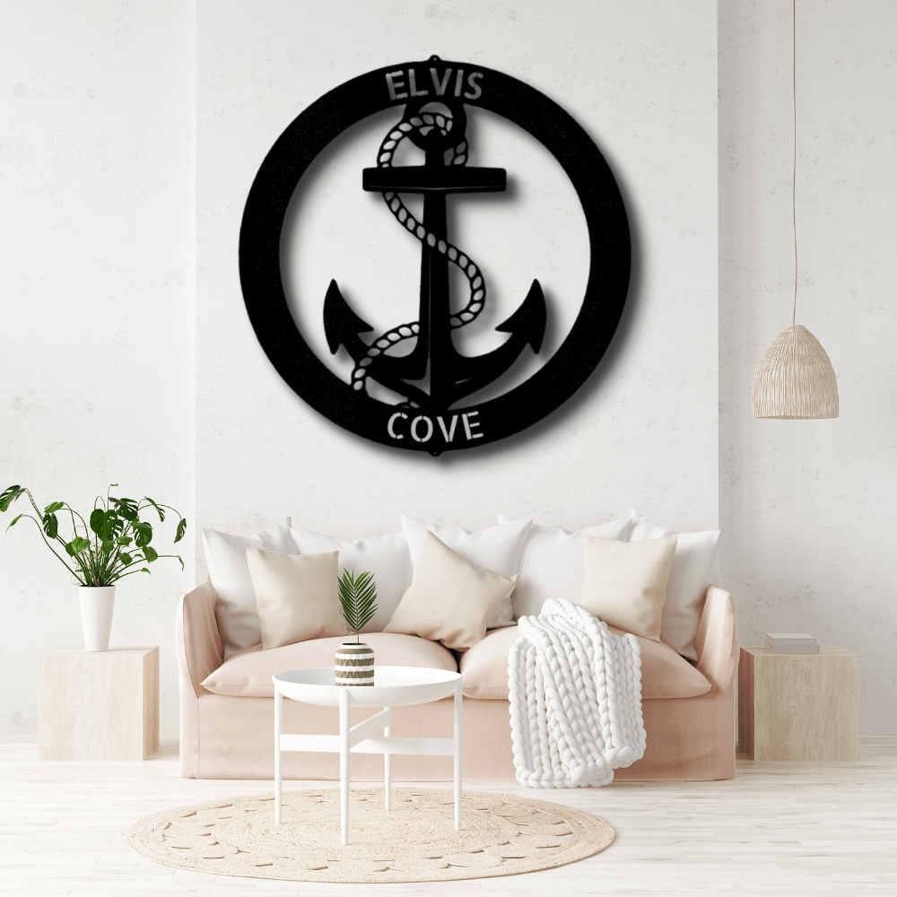 Custom Elaborate Anchor Ring Steel Sign, Personalized Elaborate Anchor Ring Monogram, Meaningful Gift, Birthday Gift For Retired Seaman, Housewarming Decor, Christmas Gift. - Family Gear Collections