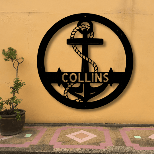 Custom Elaborate Anchor Steel Sign, Personalized Anchor Metal Sign, Indoor Outdoor Wall Hanging, Meaningful Gift, Metal Art Decor, Birthday Gift. - Family Gear Collections