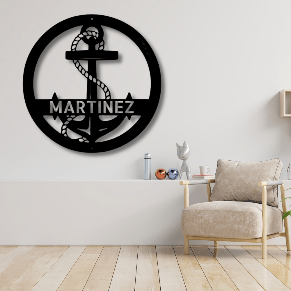 Custom Elaborate Anchor Steel Sign, Personalized Anchor Metal Sign, Indoor Outdoor Wall Hanging, Meaningful Gift, Metal Art Decor, Birthday Gift. - Family Gear Collections