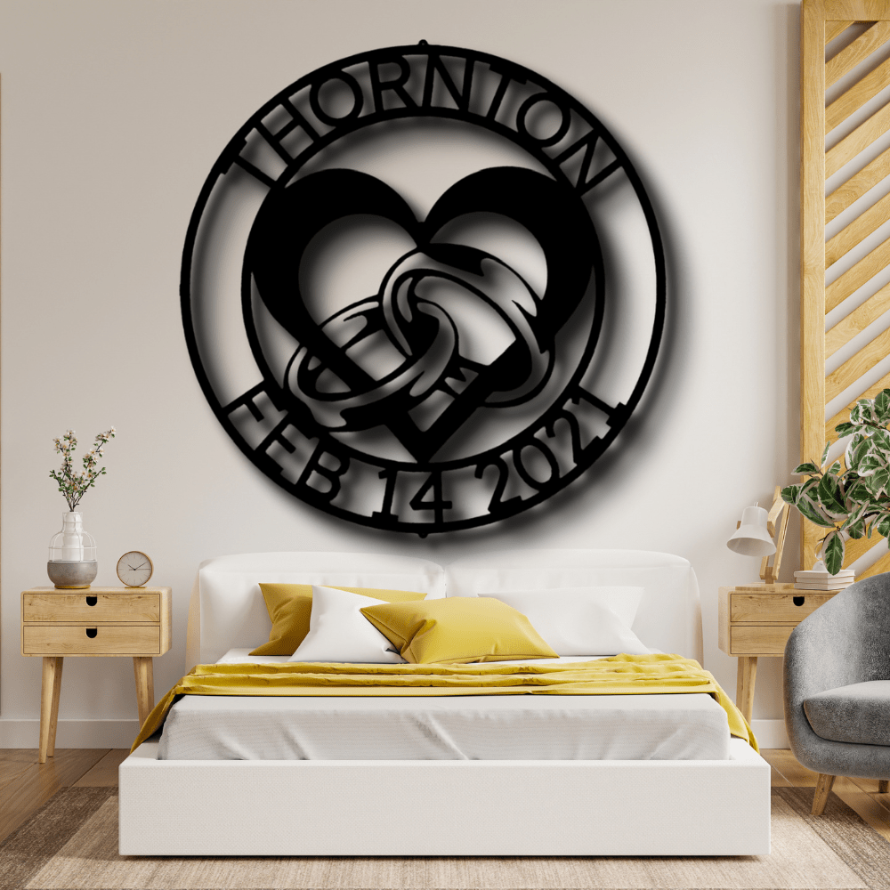 Custom Engagement Metal Sign, Wedding Anniversary Gift, Married Couple Gift, Bedroom Wall Hangings, Wall Art Decor - Family Gear Collections