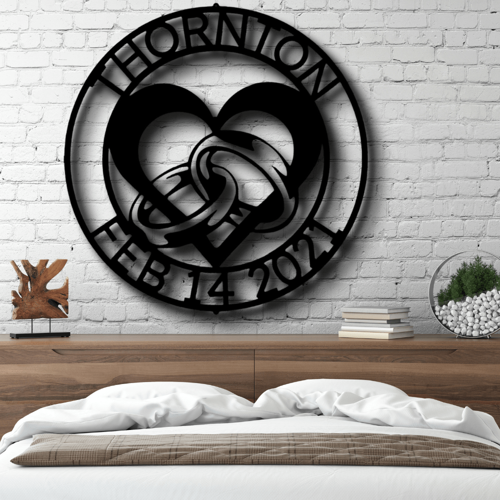 Custom Engagement Metal Sign, Wedding Anniversary Gift, Married Couple Gift, Bedroom Wall Hangings, Wall Art Decor - Family Gear Collections