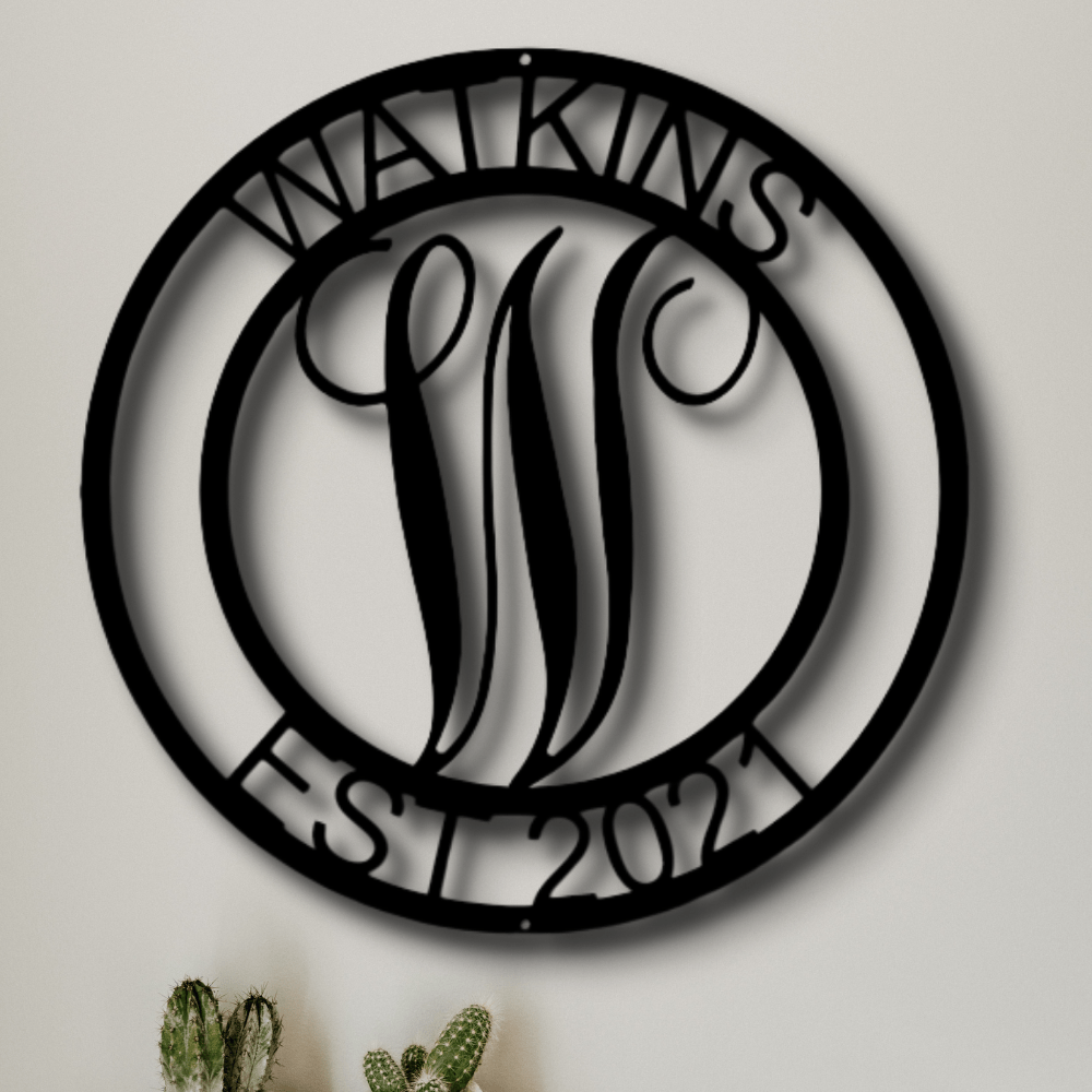 Custom Family Name Metal Sign, Personalized Family Name Monogram, Meaningful Gift, Indoor Outdoor Wall Hanging, Housewarming Decor. - Family Gear Collections