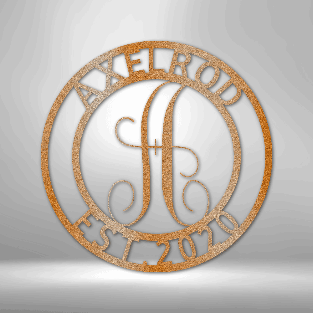 Custom Family Name Metal Sign, Personalized Family Name Monogram, Meaningful Gift, Indoor Outdoor Wall Hanging, Housewarming Decor. - Family Gear Collections