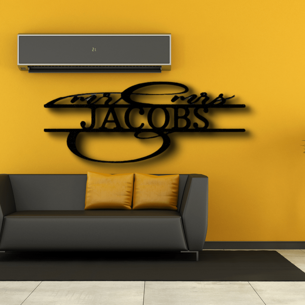 Custom Fancy Mr And Mrs Metal Sign, Personalized Mr And Mrs Monogram, Wedding Anniversary Decor, Housewarming Decor, Livingroom Wall Art Hanging. - Family Gear Collections