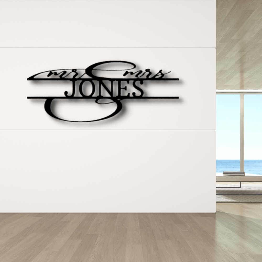 Custom Fancy Mr And Mrs Metal Sign, Personalized Mr And Mrs Monogram, Wedding Anniversary Decor, Housewarming Decor, Livingroom Wall Art Hanging. - Family Gear Collections