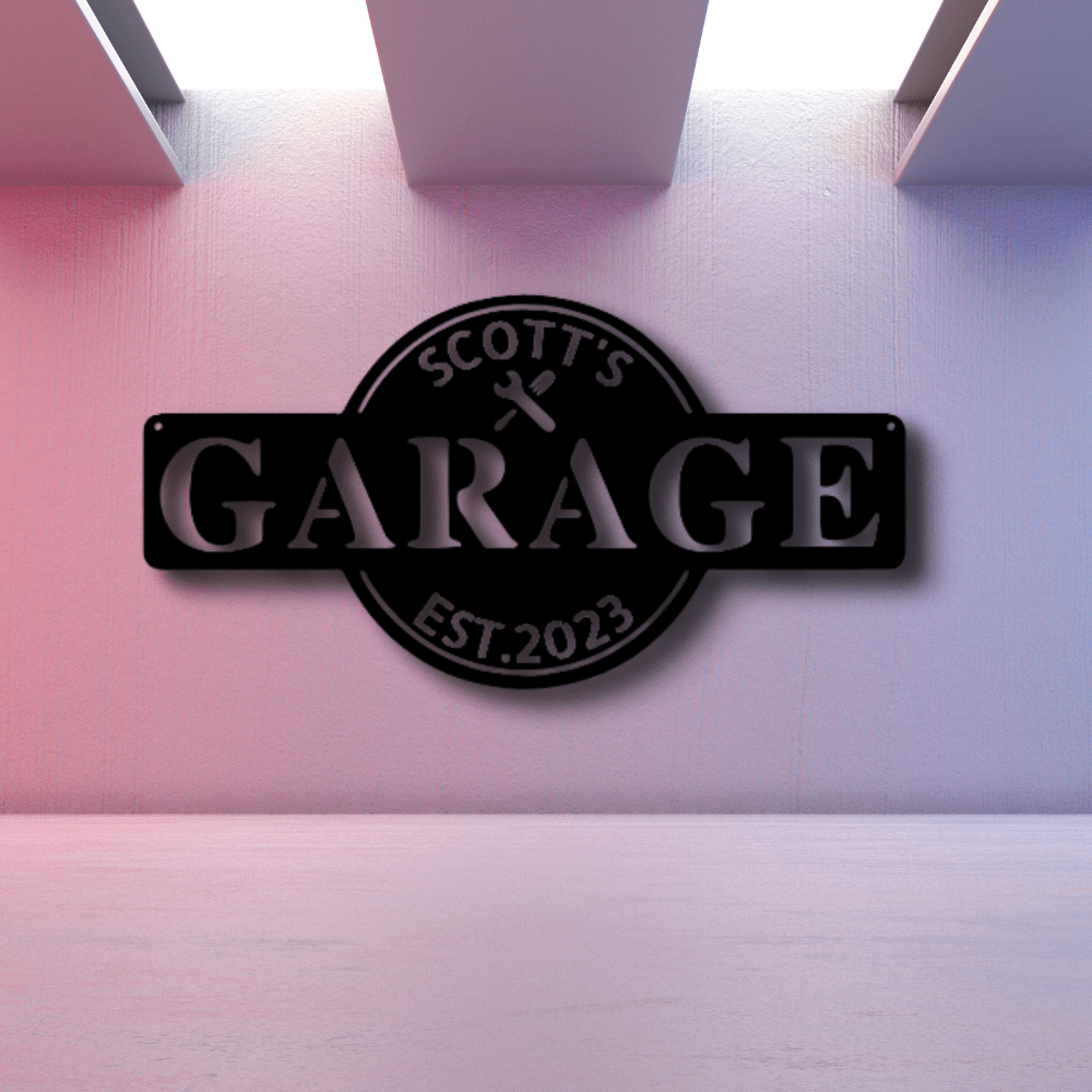 Custom Garage Metal Sign, Personalized Established Garage Metal Sign, Birthday Gift For A Mechanic, Wife To Husband Gift, Garage Wall Decor. - Family Gear Collections