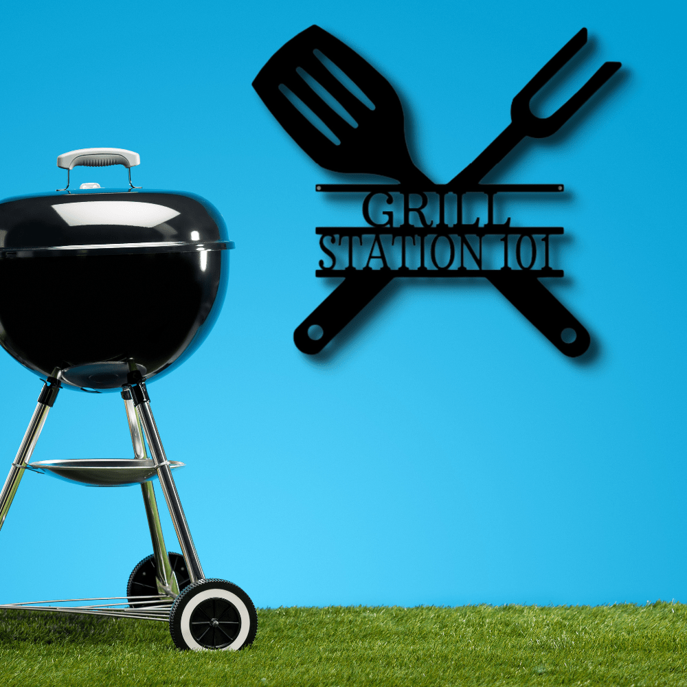 Custom Grilling Utensils Metal Sign, Personalized Name Gift For An Amazing Grill Cook, Grilling Station Decor, Festive Season Housewarming Plaque, Birthday Gift For Him. - Family Gear Collections