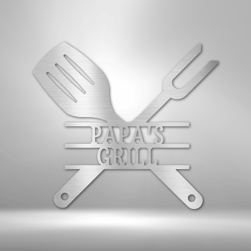 Custom Grilling Utensils Metal Sign, Personalized Name Gift For An Amazing Grill Cook, Grilling Station Decor, Festive Season Housewarming Plaque, Birthday Gift For Him. - Family Gear Collections