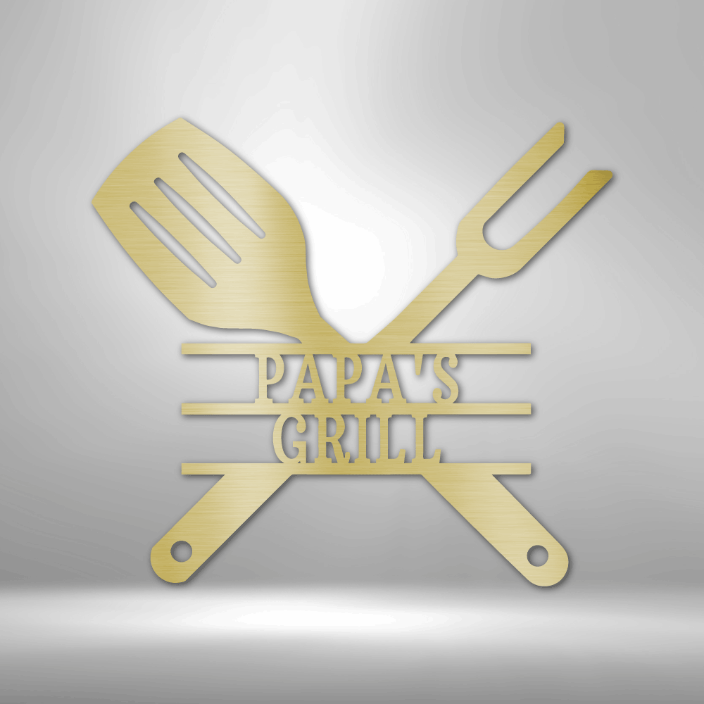 Custom Grilling Utensils Metal Sign, Personalized Name Gift For An Amazing Grill Cook, Grilling Station Decor, Festive Season Housewarming Plaque, Birthday Gift For Him. - Family Gear Collections