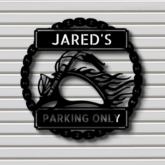 Custom Hog Parking Metal Sign, Personalized Motorcycle Parking Sign Gift For Rider Husband, Birthday Gift For A Motorcycle Enthusiast, Christmas Gift for Biker Dad. - Family Gear Collections