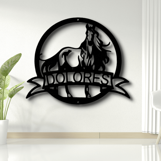 Custom Majestic Horse Steel Sign, Personalized Majestic Horse Metal Sign, Birthday Gift For Horse Lover, Living Room Decor, Indoor Wall Hanging. - Family Gear Collections
