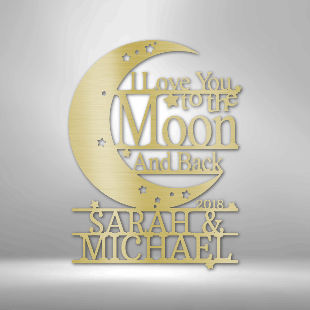 Custom Moon and Back Couple Name Metal Sign, Personalized Romantic Wall Art Decor, Anniversary Gift For Married Couple, Wedding Gift For Newly Weds. - Family Gear Collections