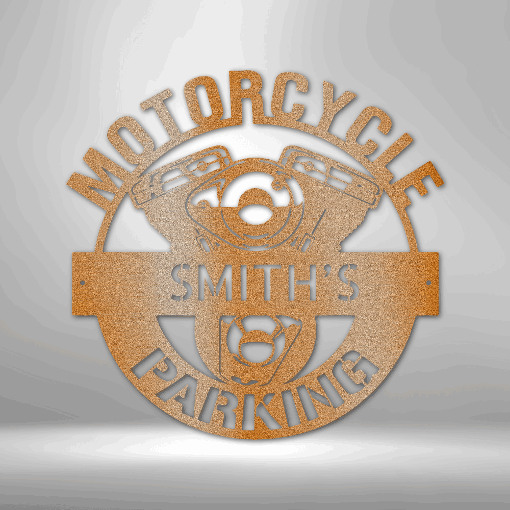 Custom Motorcycle Parking Metal Sign, Personalized Motorcycle Metal Art, Birthday Gift For Biker Dad, Christmas Gift From Daughter, Outdoor Sign, Meaningful Decor. - Family Gear Collections