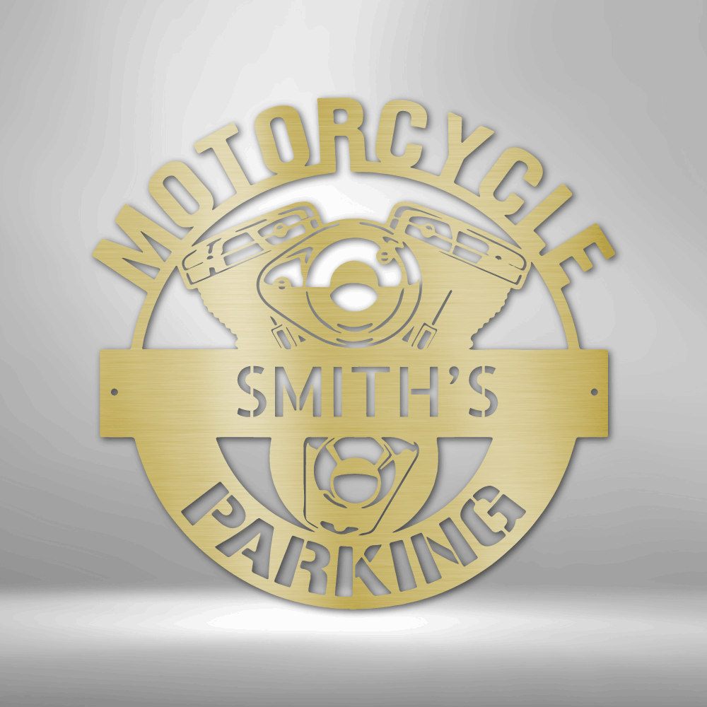 Custom Motorcycle Parking Metal Sign, Personalized Motorcycle Metal Art, Birthday Gift For Biker Dad, Christmas Gift From Daughter, Outdoor Sign, Meaningful Decor. - Family Gear Collections