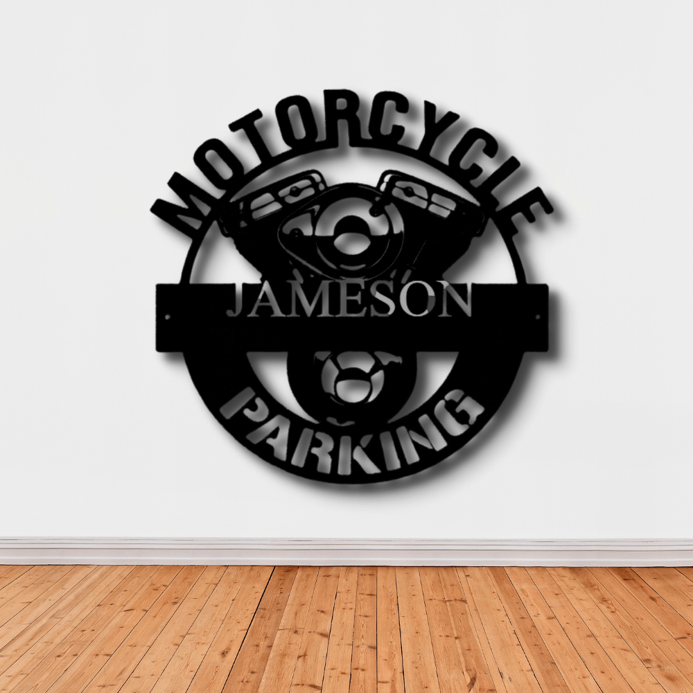 Custom Motorcycle Parking Metal Sign, Personalized Motorcycle Metal Art, Birthday Gift For Biker Dad, Christmas Gift From Daughter, Outdoor Sign, Meaningful Decor. - Family Gear Collections