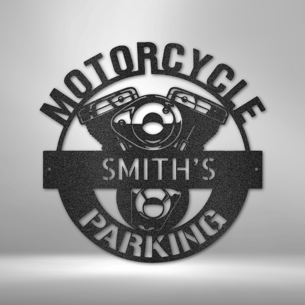 Custom Motorcycle Parking Metal Sign, Personalized Motorcycle Metal Art, Birthday Gift For Biker Dad, Christmas Gift From Daughter, Outdoor Sign, Meaningful Decor. - Family Gear Collections