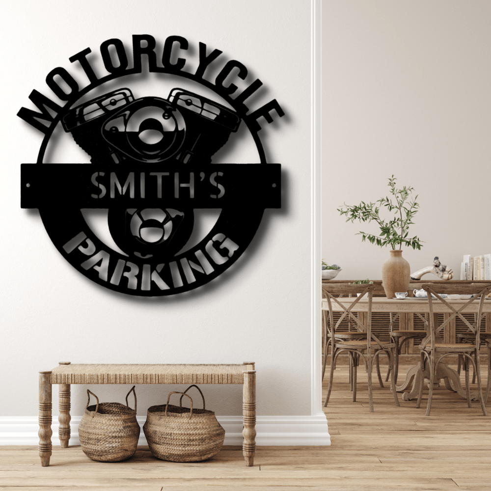 Custom Motorcycle Parking Metal Sign, Personalized Motorcycle Metal Art, Birthday Gift For Biker Dad, Christmas Gift From Daughter, Outdoor Sign, Meaningful Decor. - Family Gear Collections