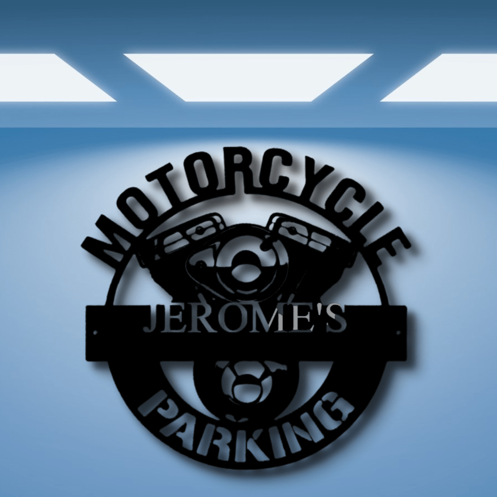 Custom Motorcycle Parking Metal Sign, Personalized Motorcycle Metal Art, Birthday Gift For Biker Dad, Christmas Gift From Daughter, Outdoor Sign, Meaningful Decor. - Family Gear Collections
