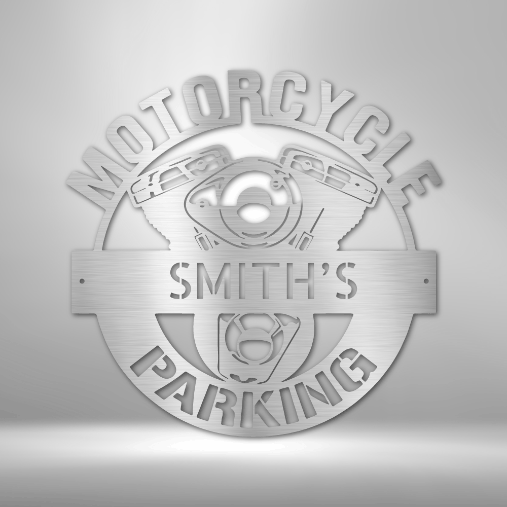 Custom Motorcycle Parking Metal Sign, Personalized Motorcycle Metal Art, Birthday Gift For Biker Dad, Christmas Gift From Daughter, Outdoor Sign, Meaningful Decor. - Family Gear Collections