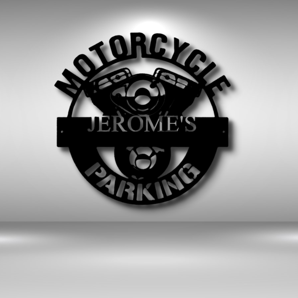 Custom Motorcycle Parking Metal Sign, Personalized Motorcycle Metal Art, Birthday Gift For Biker Dad, Christmas Gift From Daughter, Outdoor Sign, Meaningful Decor. - Family Gear Collections