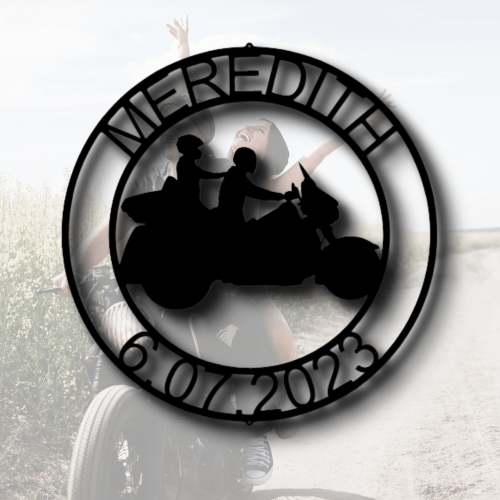 Custom Motorcycle Rider Metal Sign, Personalized Motorcycle Wall Decor, Birthday Gift For Biker Dad, Housewarming Gift For Couple Riders. - Family Gear Collections
