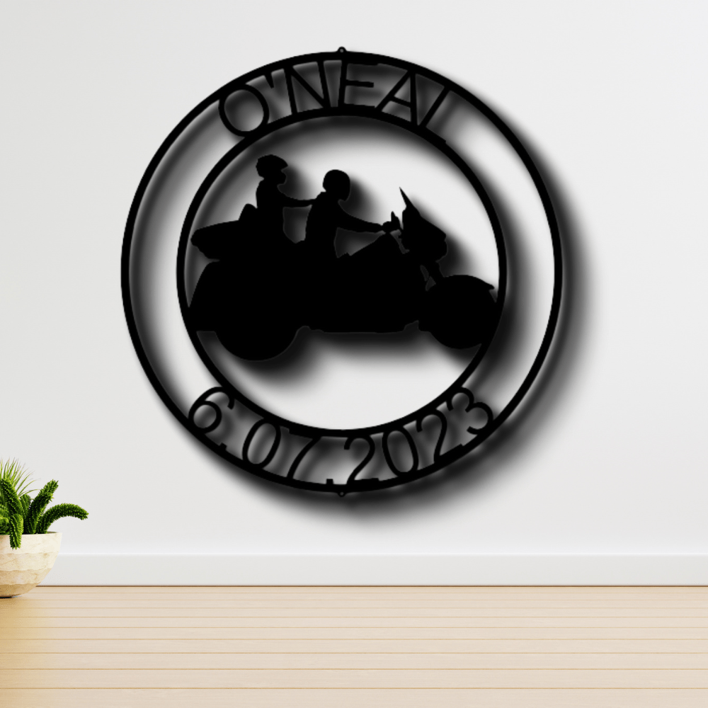 Custom Motorcycle Rider Metal Sign, Personalized Motorcycle Wall Decor, Birthday Gift For Biker Dad, Housewarming Gift For Couple Riders. - Family Gear Collections