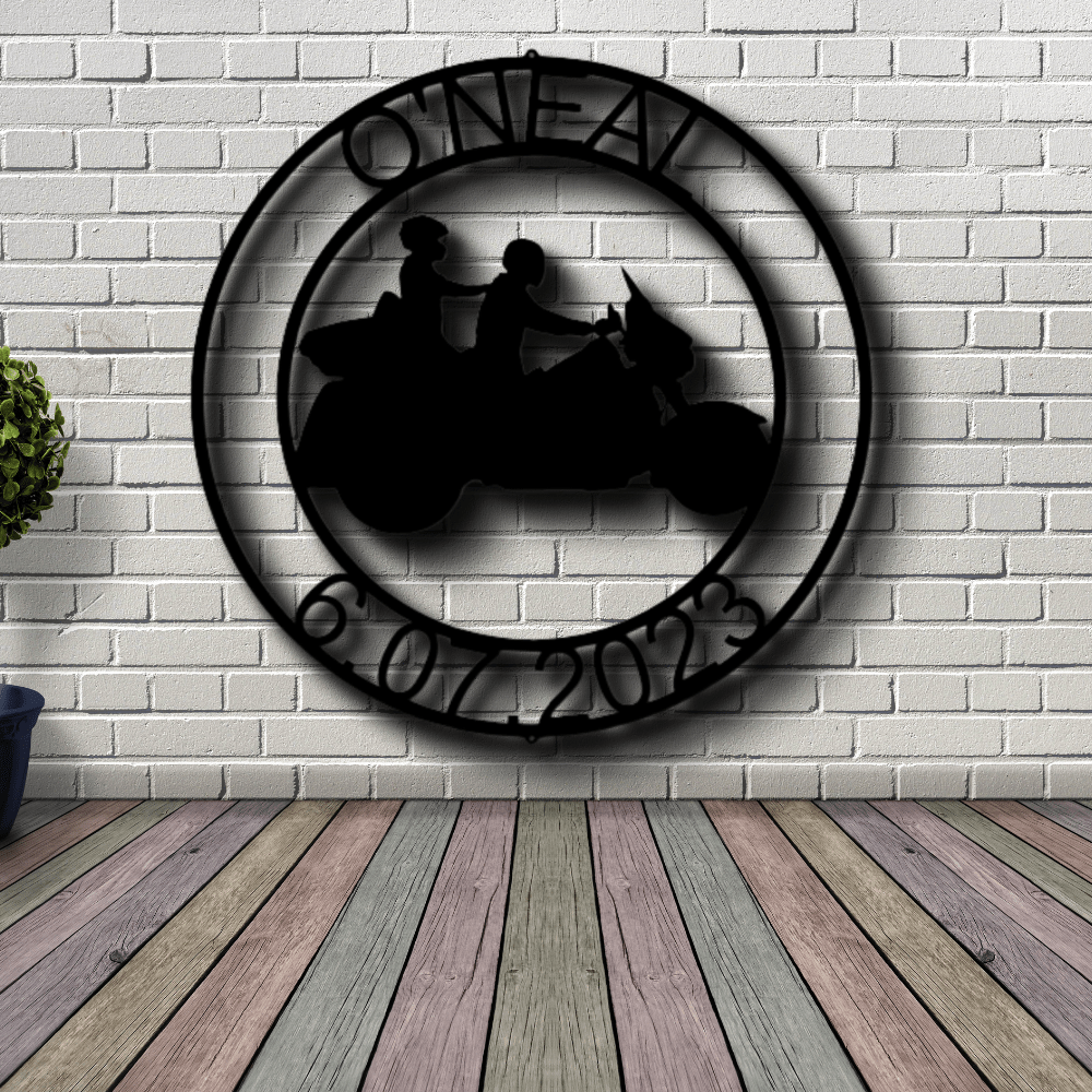 Custom Motorcycle Rider Metal Sign, Personalized Motorcycle Wall Decor, Birthday Gift For Biker Dad, Housewarming Gift For Couple Riders. - Family Gear Collections