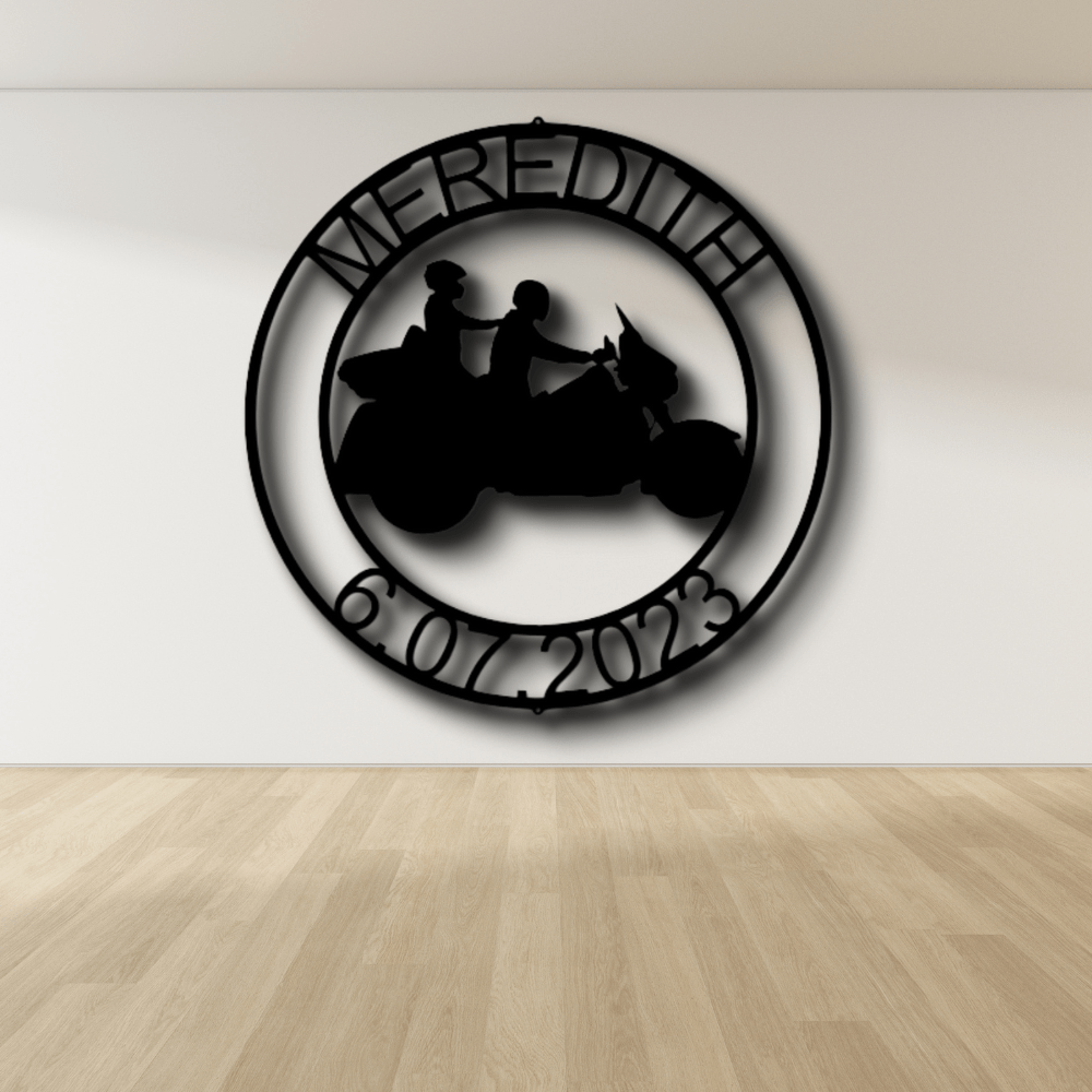Custom Motorcycle Rider Metal Sign, Personalized Motorcycle Wall Decor, Birthday Gift For Biker Dad, Housewarming Gift For Couple Riders. - Family Gear Collections