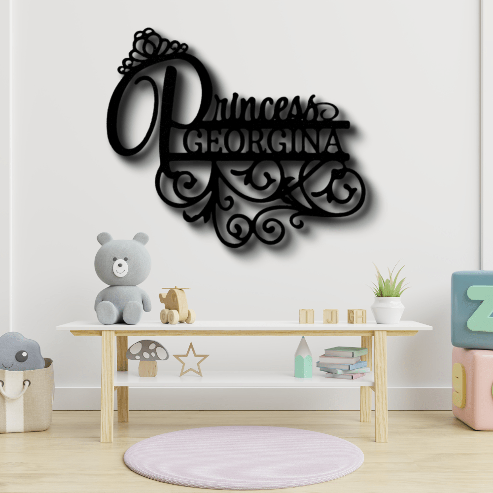 Custom Princess Metal Sign, Personalized Princess Name Monogram, Birthday Gift For Amazing Daughter, Christmas Gift From Loving Mom, Playroom Wall Hanging. - Family Gear Collections