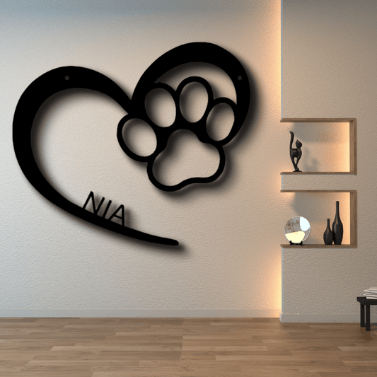 Custom Puppy Love Metal Steel Sign, Personalized Puppy Love Paw Print Sign, Pet Name Art Sign, Dog Lover Gift. - Family Gear Collections