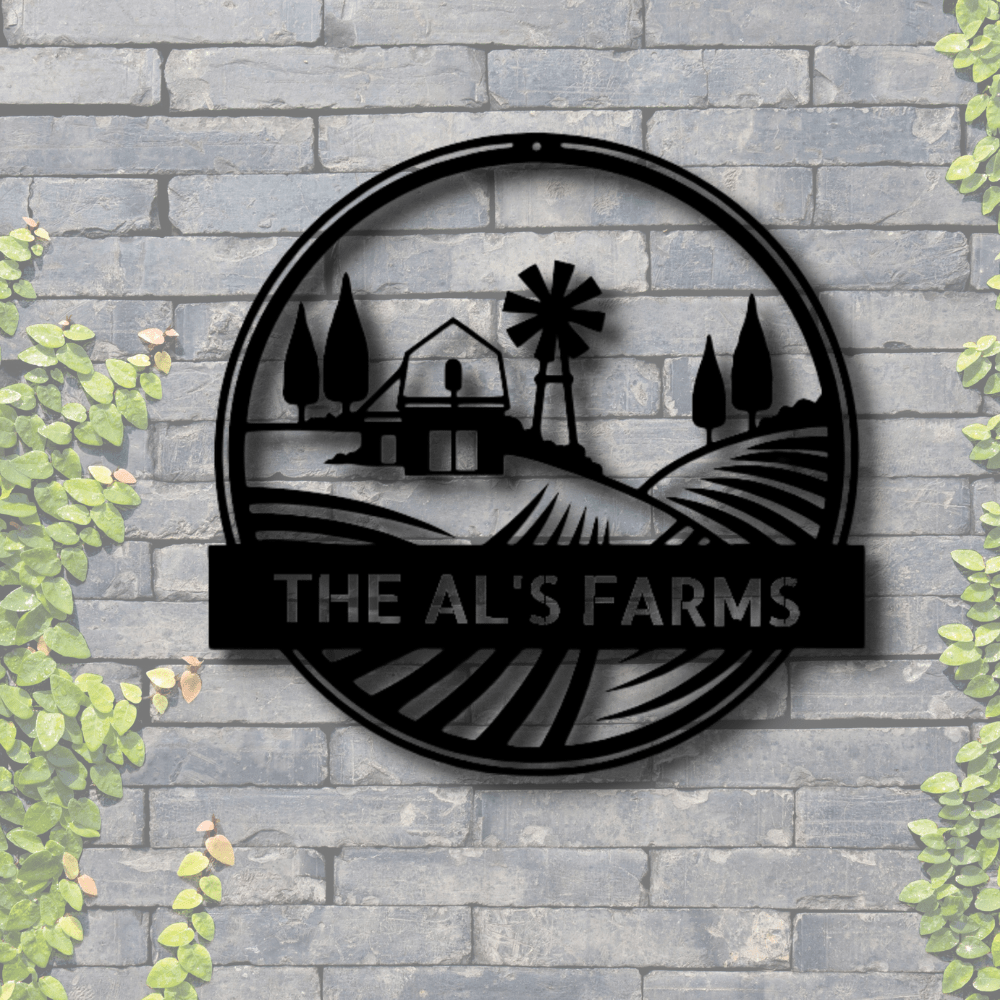 Custom Rolling Fields Metal Sign, Personalized Wheat Field Monogram, Family Farm Name Sign, Custom Christmas Gift For Farmer Dad. - Family Gear Collections