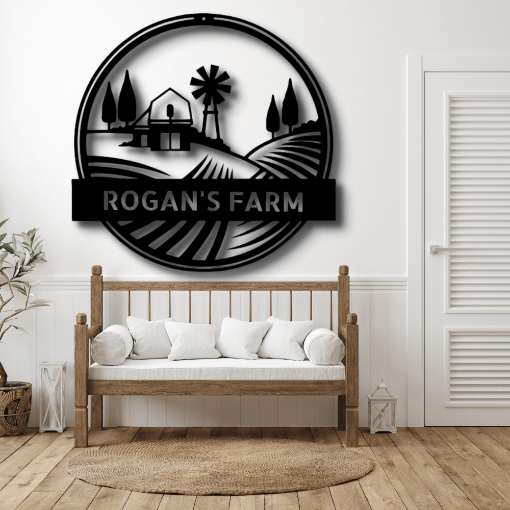 Custom Rolling Fields Metal Sign, Personalized Wheat Field Monogram, Family Farm Name Sign, Custom Christmas Gift For Farmer Dad. - Family Gear Collections