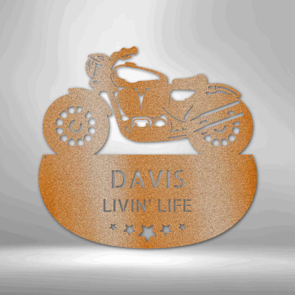 Custom Rubber To The Road Metal Art Sign, Personalized Motorcycle Name Decor, Garage Wall Art Hanging, Birthday Gift For Rider Boyfriend. - Family Gear Collections