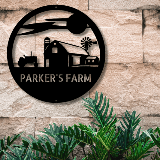 Custom Southern Sky Metal Art Sign, Personalized Barn, Tractor And Windmill Monogram, Farmhouse Decor, X-mas Gift For Farmer Dad. - Family Gear Collections