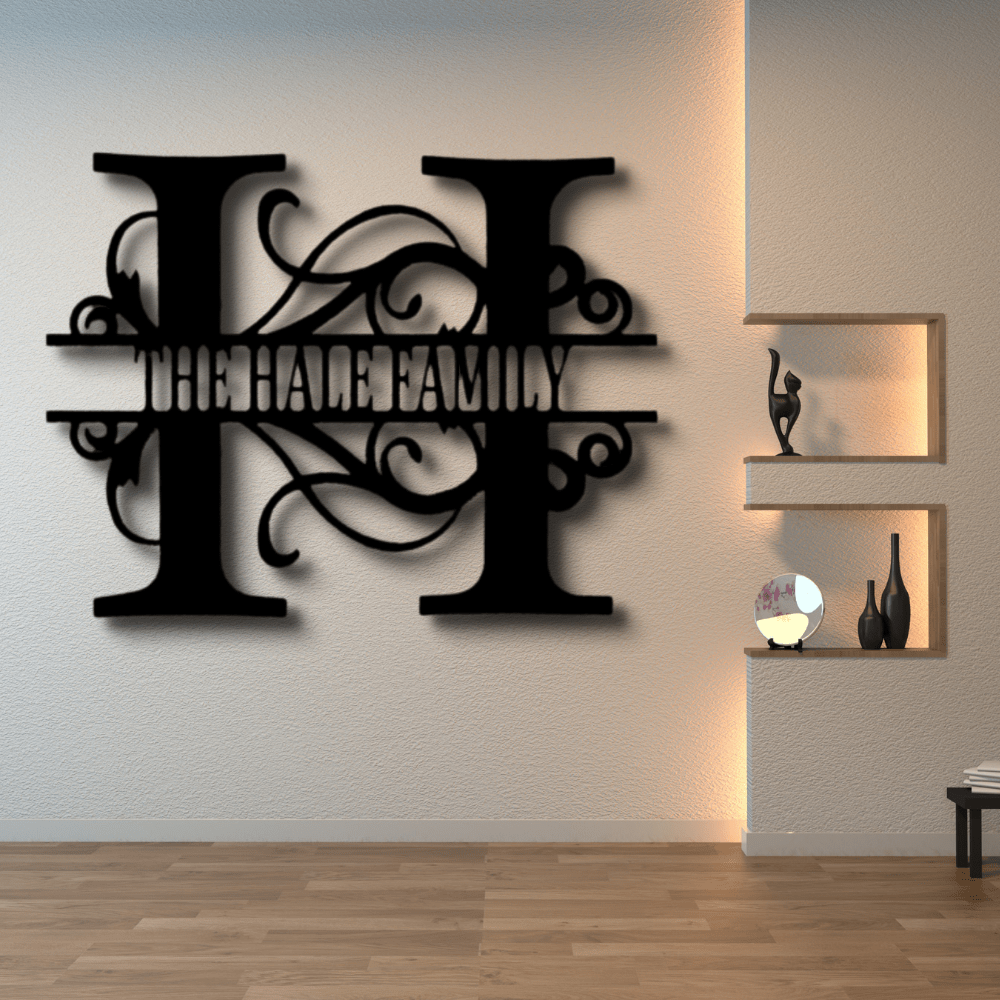Custom Split Letter Metal Sign, Personalized Split Letter Monogram, Meaningful Gift,House warming Gift, Indoor Wall Decor, Living Room Hangings. - Family Gear Collections