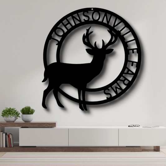 Custom Stag Metal Sign, Personalized Name Metal Sign, Cabin Wall Art Decor, Gift For Hunter Dad , Indoor Outdoor Hanging, Birthday Gift for Him - Family Gear Collections