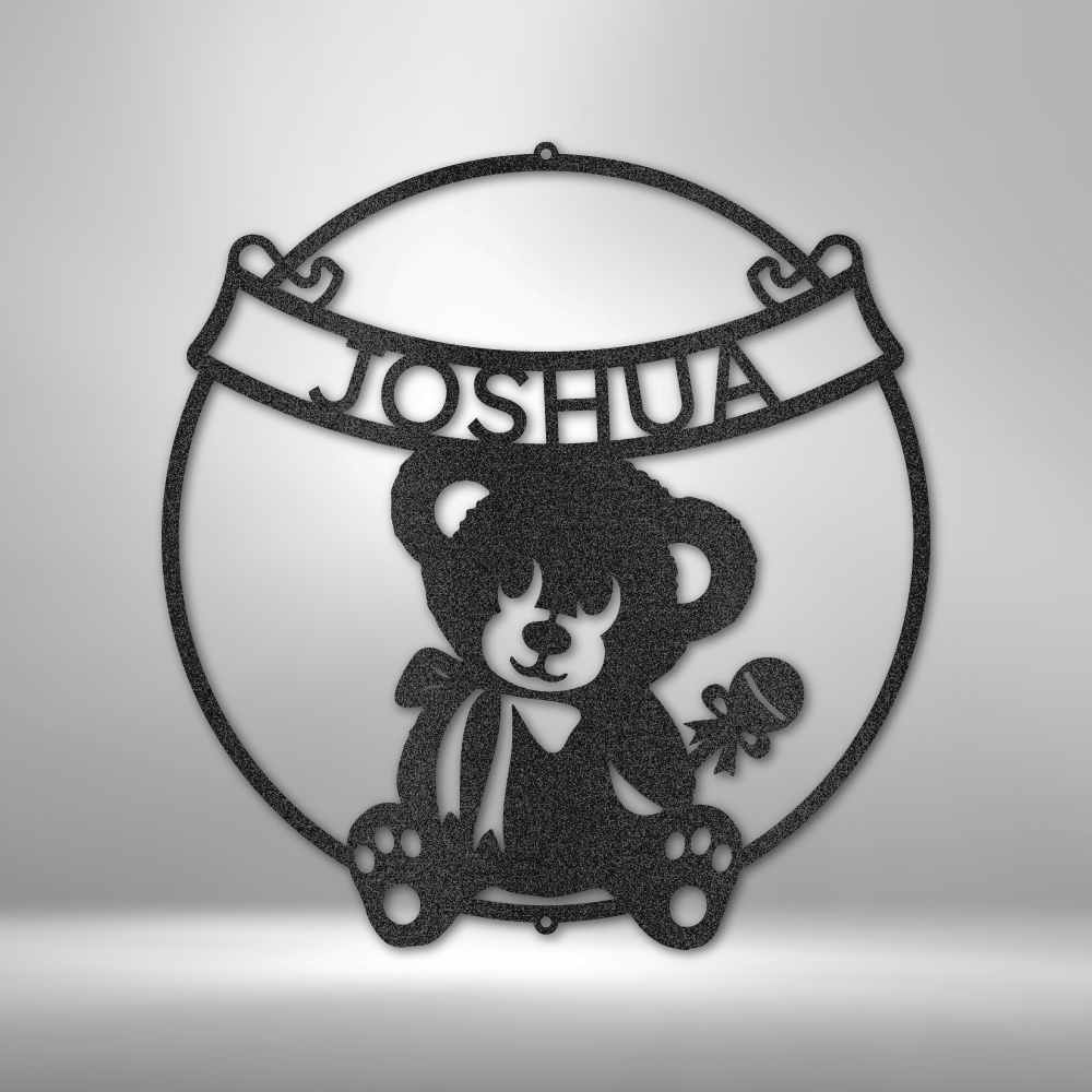 Custom Teddy Banner Metal Sign, Personalized Name Teddy Wall Decor, Kids Room Wall Art Sign, Birthday Gift For Young Kids, Aunt To Nephew Gift. - Family Gear Collections