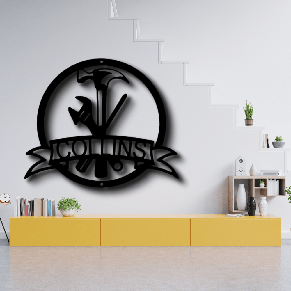 Custom Tool Man Metal Sign, Personalized Tool Man Monogram, Birthday Gift For Mechanic, Indoor Outdoor Metal Wall Hanging, - Family Gear Collections