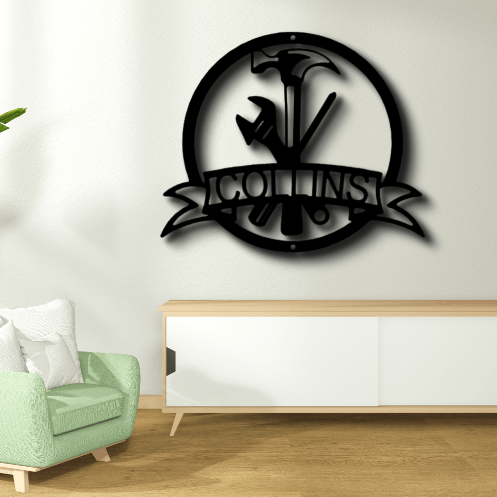 Custom Tool Man Metal Sign, Personalized Tool Man Monogram, Birthday Gift For Mechanic, Indoor Outdoor Metal Wall Hanging, - Family Gear Collections