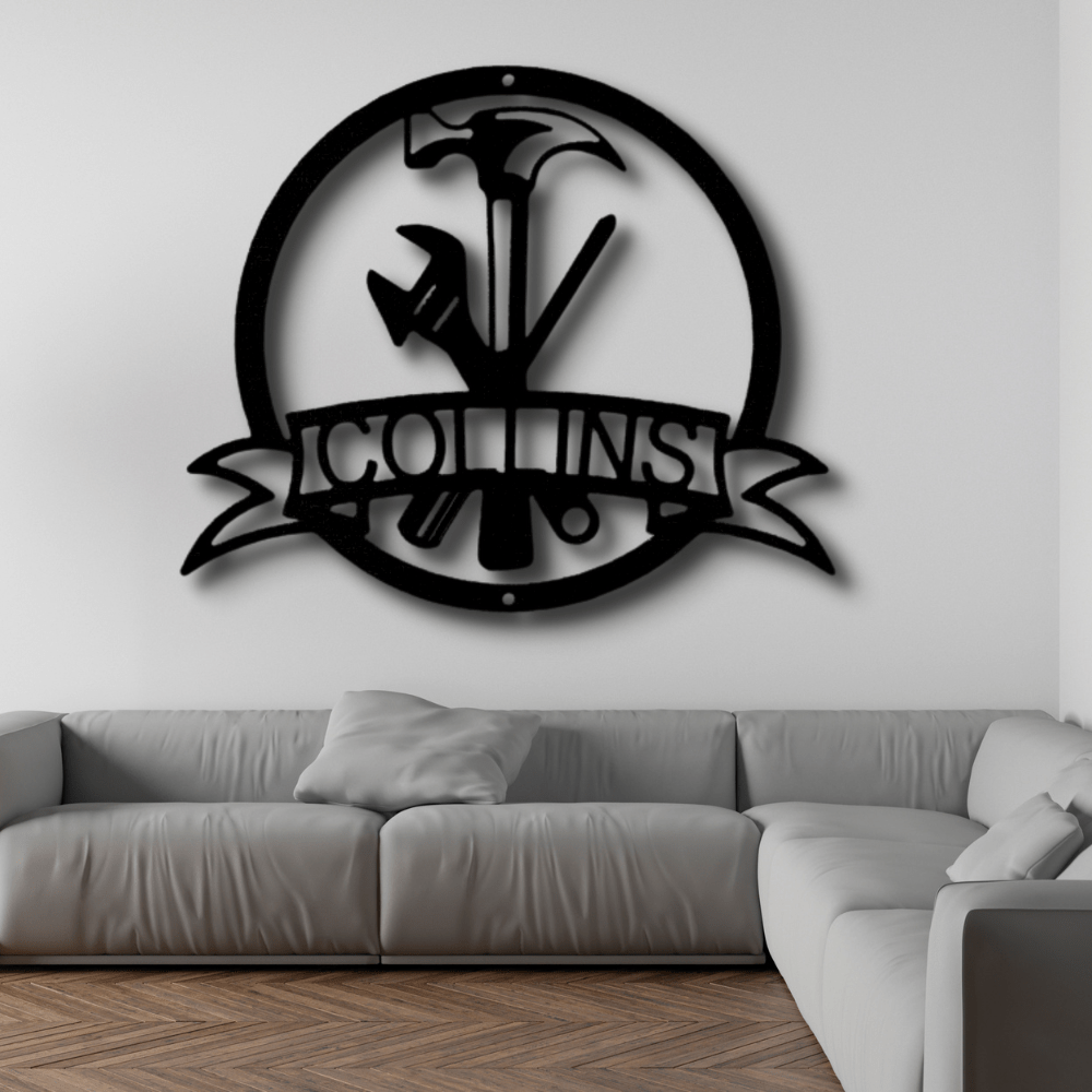 Custom Tool Man Metal Sign, Personalized Tool Man Monogram, Birthday Gift For Mechanic, Indoor Outdoor Metal Wall Hanging, - Family Gear Collections