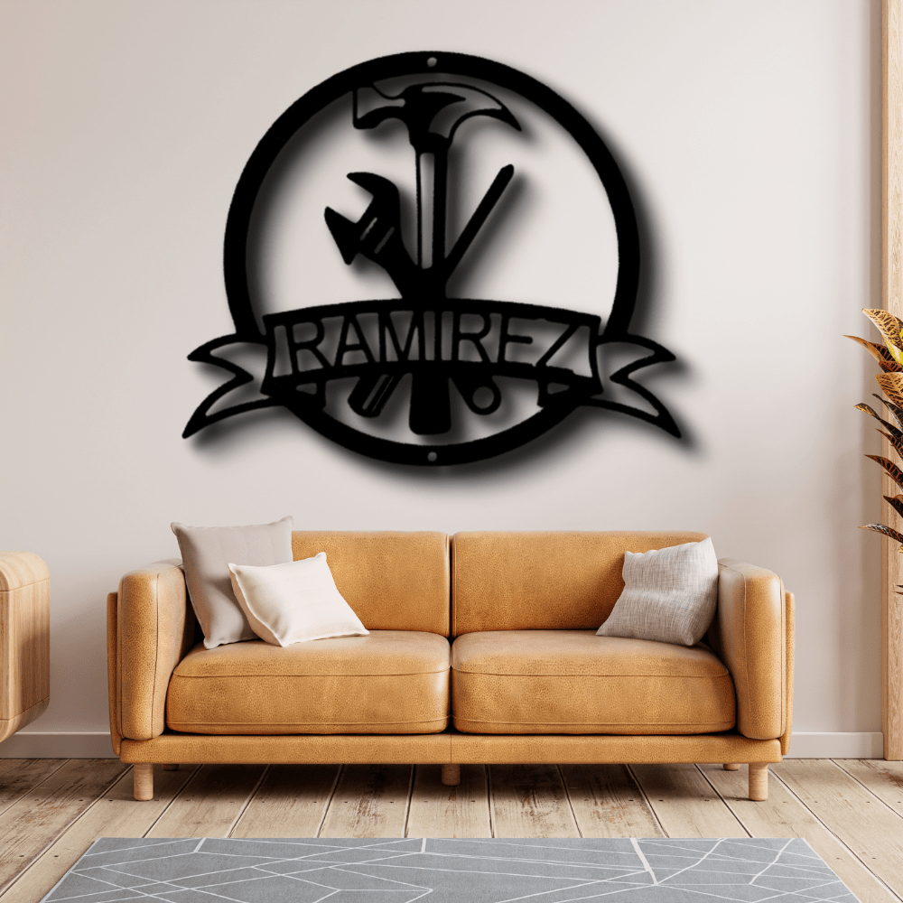 Custom Tool Man Metal Sign, Personalized Tool Man Monogram, Birthday Gift For Mechanic, Indoor Outdoor Metal Wall Hanging, - Family Gear Collections