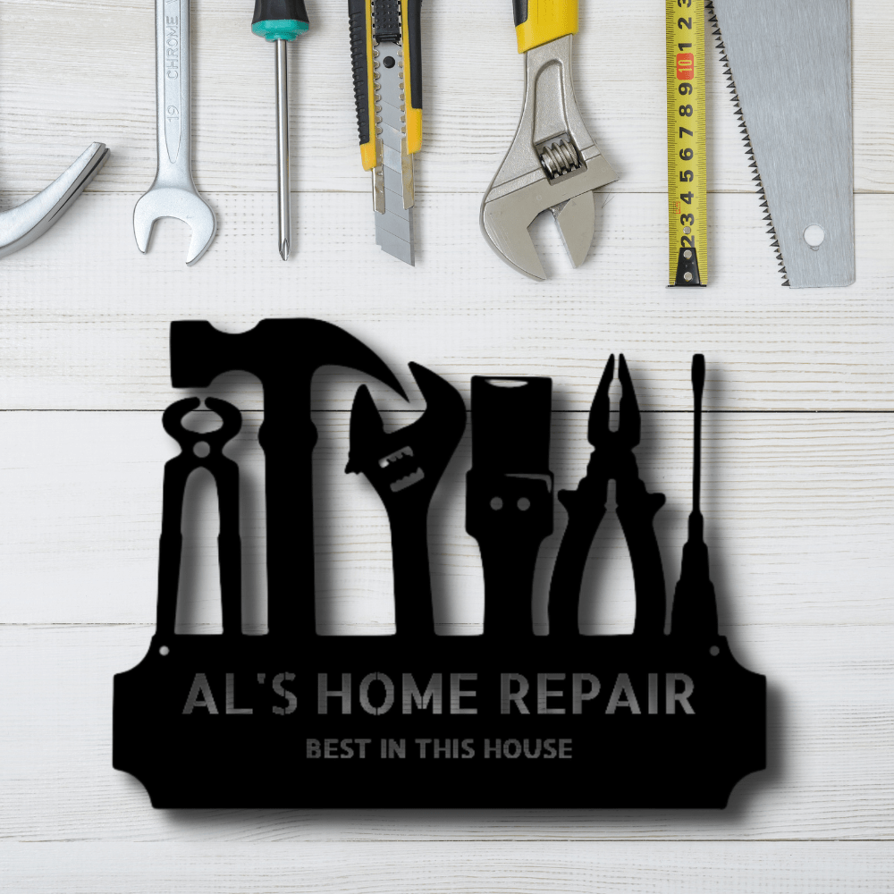 Custom Tool Time Metal Art Sign, Personalized Tool Sign Gift For A Repair Man, Basement Wall Art Decor, Garage Sign Hangings, Repair Shop Metal Art. - Family Gear Collections